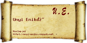 Unyi Enikő névjegykártya